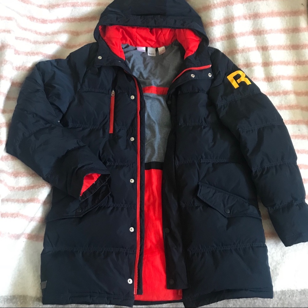 Rare Reebok Sample Multicolor Logo Puffer Jacket